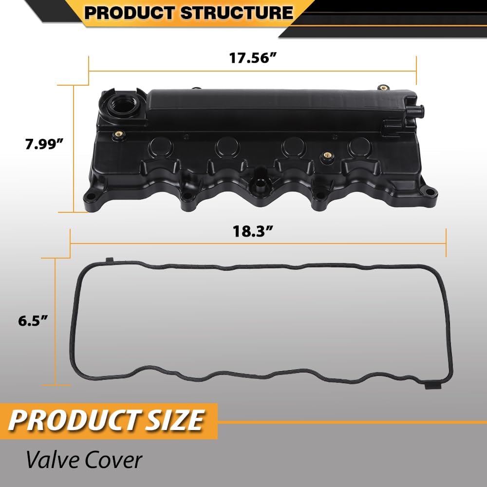 CNNELL Engine Valve Cover with Gasket Compatible with Honda Civic 2006-2015 HR-V 1.8L SOHC 2016-2019
