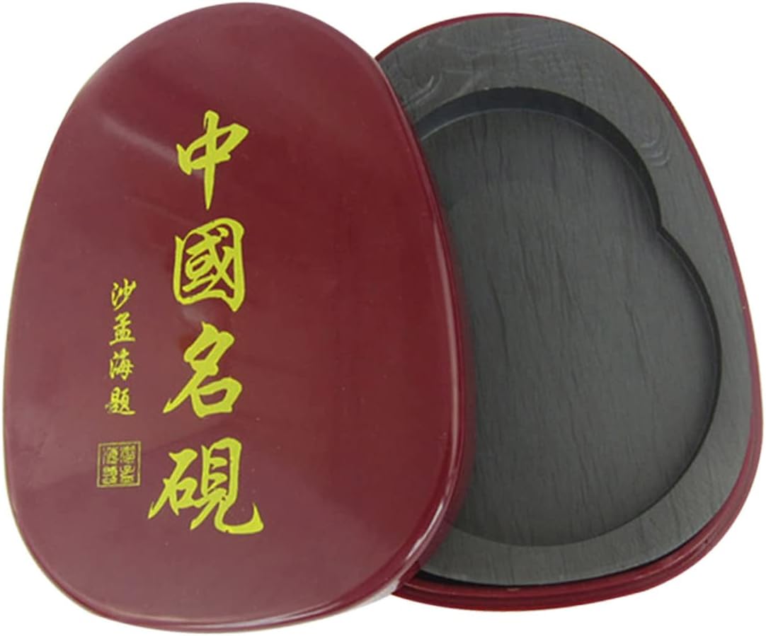 EXCEART Chinese Calligraphy Inkstone Cover Practical Drawing Ink Grinding Stone for Calligraphy and Brush Painting Easy to Clean Stone Material for Beginners