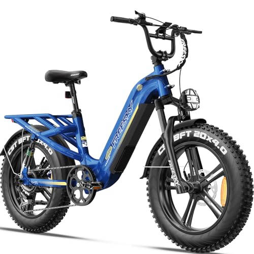FREESKY 1800W Electric Bike for Adults,105 Miles 48V 25Ah Battery Step-Thru E bike, 33MPH Hydraulic Brakes Fat Tire EBike, 20' Full Suspension for Commuting & Cargo Electric Bicycles UL 2849 Certified