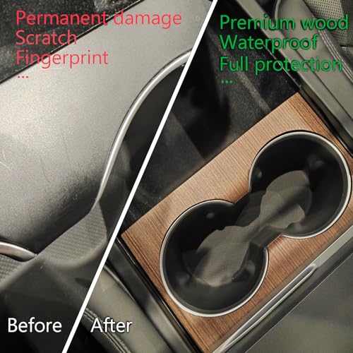 Leeogench Real Wood Cup Holder Cover Compatible with Tesla Model 3 Accessories 2024 2025 + Refresh Highland Modely Juniper Interior Decoration Wrap Kit Open Pore Finish (Original Wood) by leeogench - Image 3