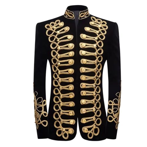 Blazer élégant pour homme WOLONG broderie noire dorée pour costume de fête