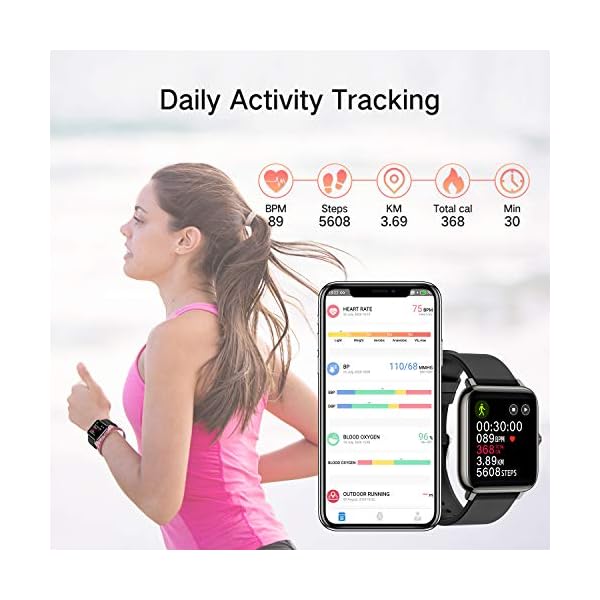 Rinsmola 2021 Smart Watch for Android/iOS Phones, 1.4" Full Touch Screen Fitness Tracker, Smartwatch for Men Women Heart Rate Monitor, Step Counter, Waterproof Fitness Watch Compatible iPhone Samsung