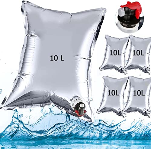 DUGEHO Generisch wasserkanister faltbar 5X 10 Liter,Wasserbeutel Faltbare Kanister Wassersack,Insgesamt 50L Wasser Notfallvorsorge Beutel Sind Frei Im Raum Lagerfähig Cover