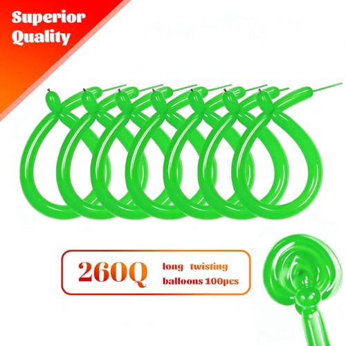 Image of 260 Green Long Balloons for Balloon Garland Thickening Skinny Latex Twisting Animals Modeling Christmas Birthday Wedding Party Festival Decorations 100pcs