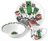 Frühstücksset Minecraft Boom | Schale + Teller + Tasse