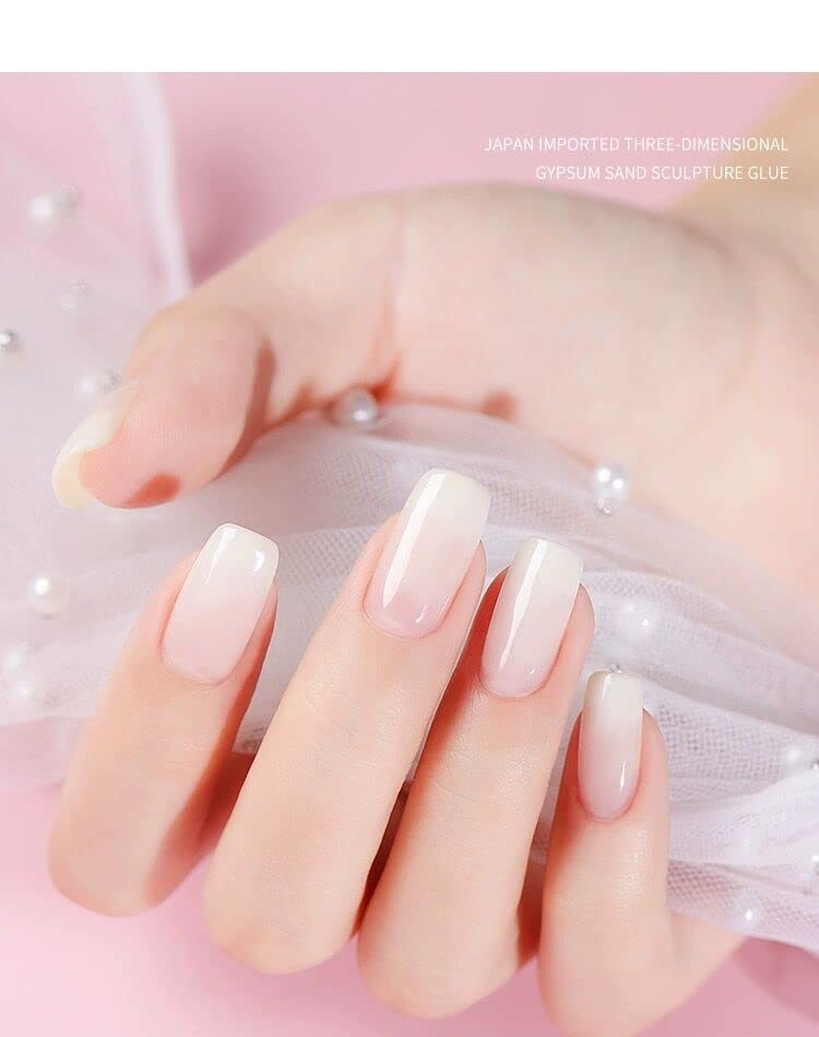 Miniatura 4 de Vishine Esmalte de uñas de gel blanco lechoso  0.54 onzas líquidas de esmalte de gel translúcido tono piel piel esmalte de uñas translúcido remojar