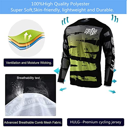 Radfahren Jersey Herren Mountainbike Motocross Jersey Langarm MTB T-Shirt,Shirt Downhill Fahrrad Jersey Schnelltrocknend (Color-19,L)