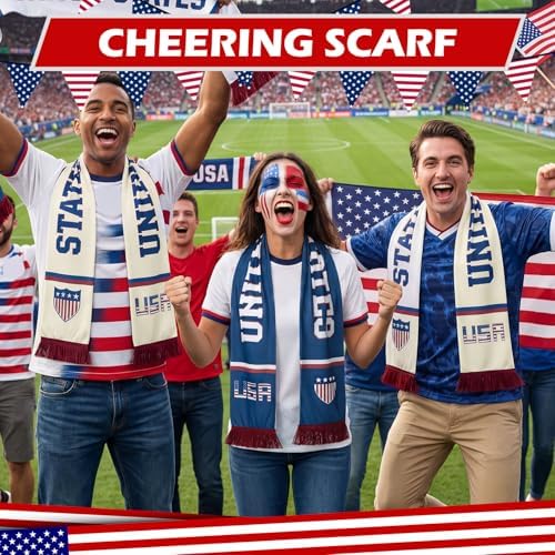 Eurzom 1 Pcs Soccer Scarf Soccer Fans Souvenir High Definition Universal Polyester Double Side Logo Print Scarf Gifts for Men Women (United States) - 4