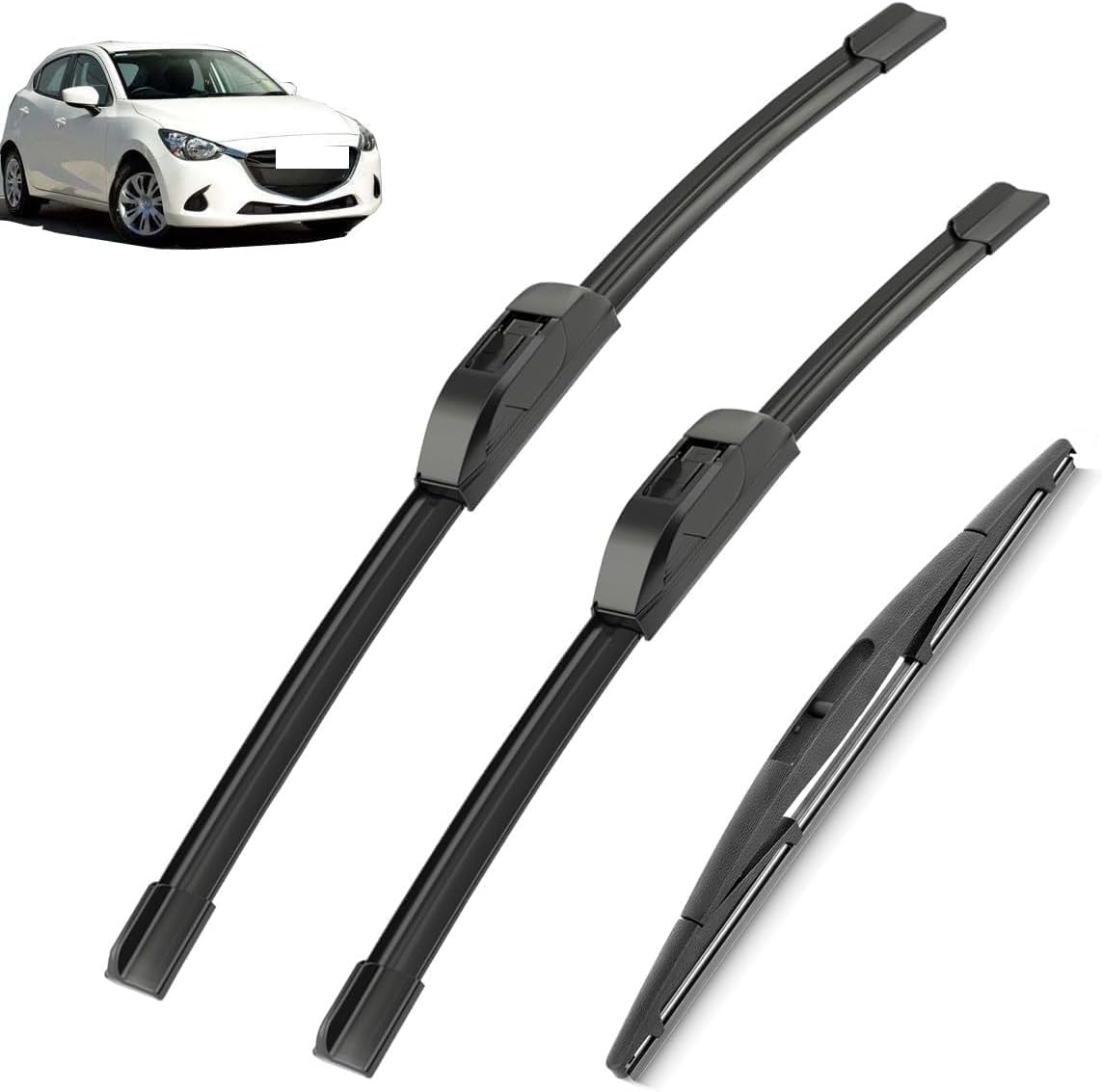 DZTYNKO Car Windscreen Wiper Blades Set for Mazda 2 Demio DJ 2015-2019, Front Window Wipers for Clear Visibility, Replacement Wiper Blades