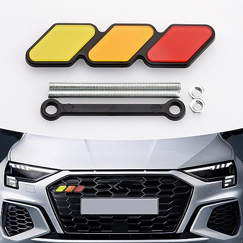 Image of ZKFAR 1 PC Tri-Color Grille Badge Emblem Decoration, Insert Car Truck Label Accessories, Emblem Decoration Compatible with Tacoma 4Runner Tundra (Yellow & Orange & Red)