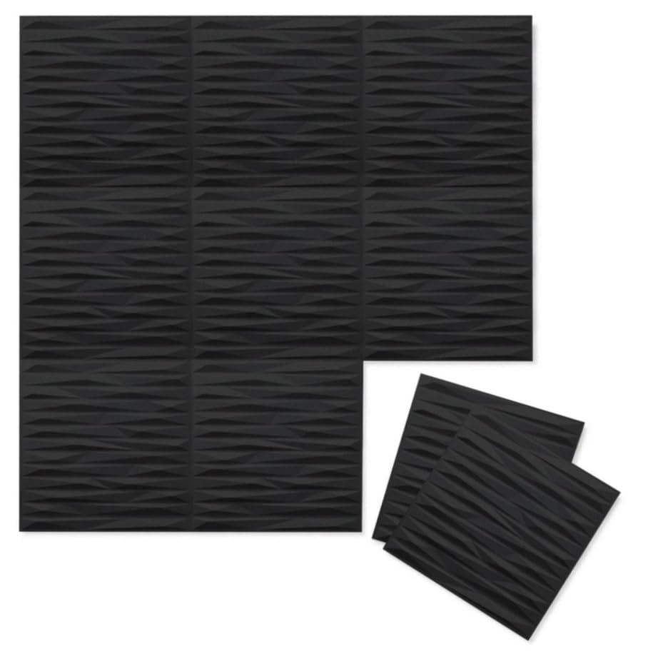 Pannelli Decorativi 3D In Polistirolo Per Pareti E Soffitti, 50x50 Cm, Colore Onyx Nero, Confezione Da 12 M²