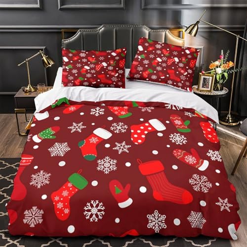 Housse de couette cerf Noël 3D en microfibre résistante lit double
