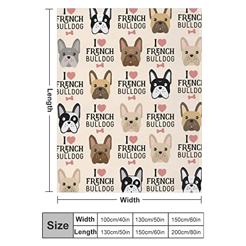 French Bulldog Sofa Throw Blanket Flannel Super Soft Warm Fleece Bedspread Home Decor All Season For Bed Couch Living Room Large 50"X40" In #TOP2