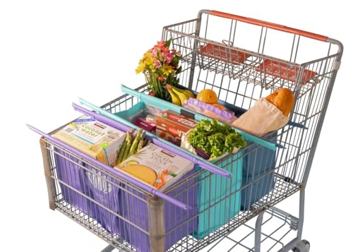 Lotus Club Cart Trolley Reusable Shopping Bags (3-Pack)– Detachable &