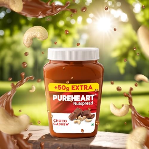Image of PUREHEART Nut Spread Choco Cashew (350 +50 gm Extra) | Nutty, Smooth and Creamy Chocolate Cashew Spread for Breakfast - No. 1 Exporter of Roasted Nuts