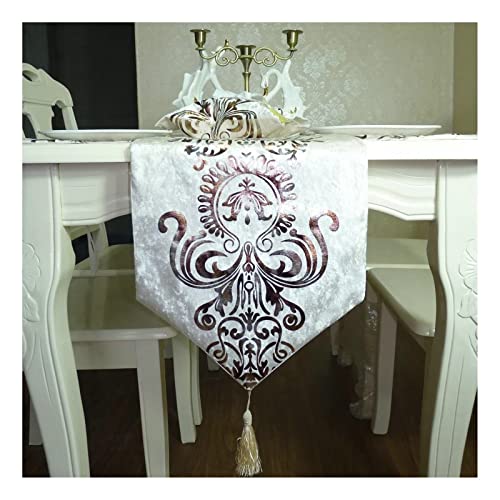 Chemin de table en velours beige floral rétro WXKAGF décoration d'automne table longue 32cm