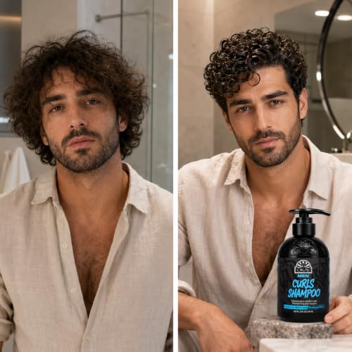 Image of Curls Shampoo 20 oz - Moisturizing Curl Enhancing Shampoo for Men with Curly, Wavy & Textured Hair - Frizz Control, Soft Defined Curls - Sulfate, Paraben & Silicone Free