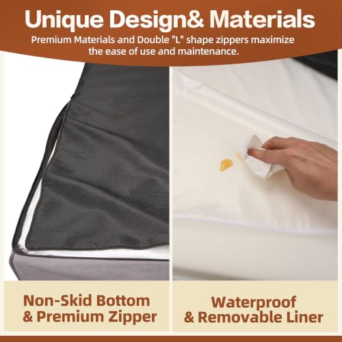 Image of Sytopia Orthopedic Dog Beds for Large Dogs - 7 inch Extra Thick Memory Foam Pet Couch for Senior Dogs and Great Danes with Waterproof Liner & Washable Cover, Nonskid Bottom, 46 inchx28 inchx7 inch, Grey