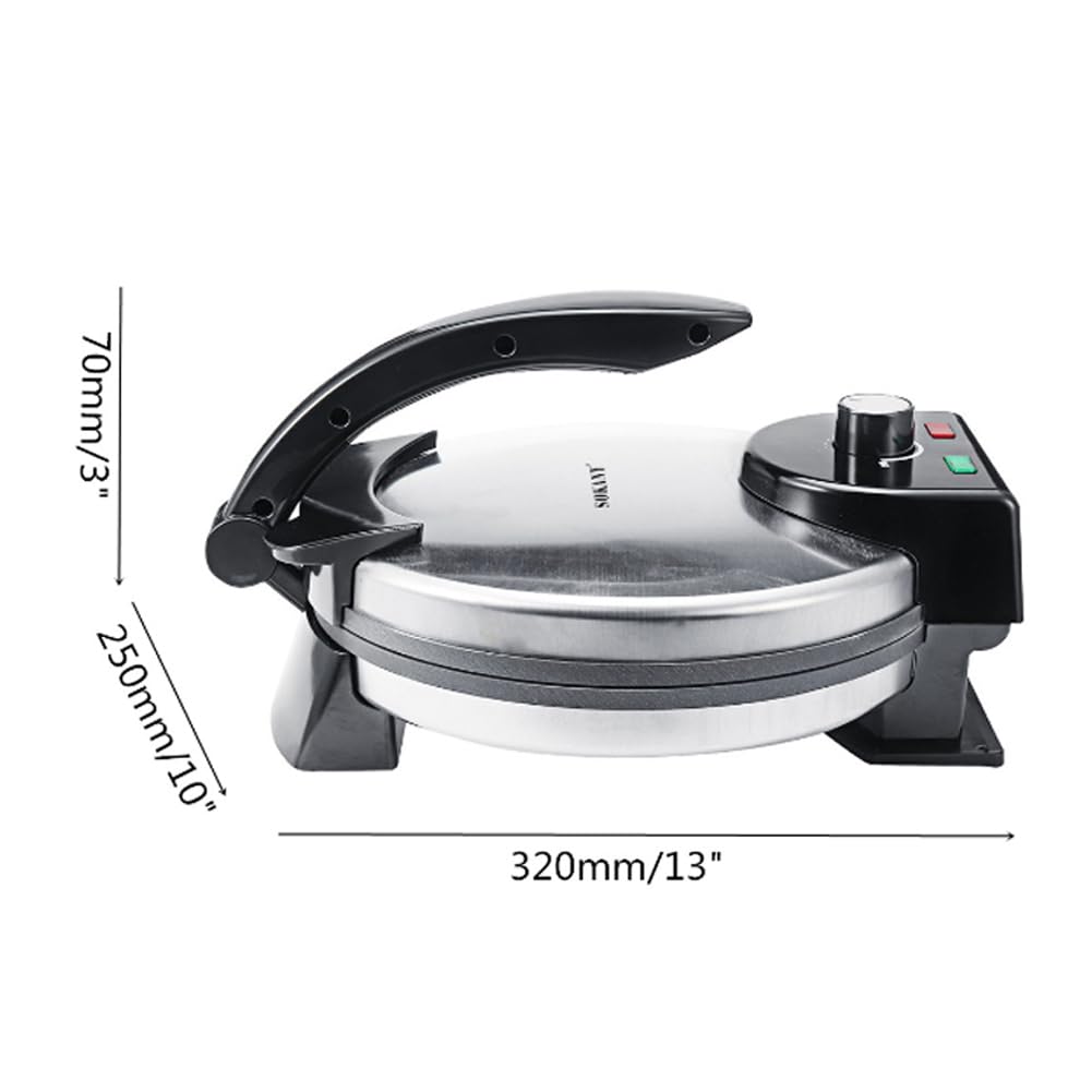 SOKANY KJ-507 1100W Roti Maker, Tortilla Presse 32cm, Antihaftbeschichtung, Automatische Temperaturregelung, für Tortillas, Tacos, Quesadilla, Silvery