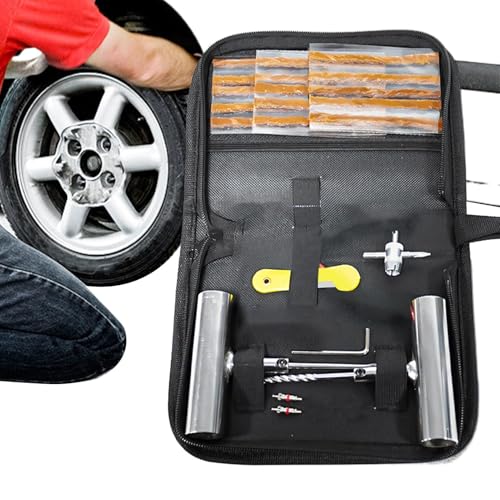 GkgWuxf Däckreparation remsor för bilar – multifunktionell punktering | verktygslåda för däck reparation med pluggar, för förare nybörjare proffs motorcyklar, lastbilar husbilar minivans