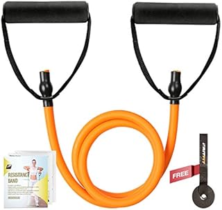 RitFit Single Resistance Exercise Band With Comfortable Handles - Ideal for Physical Therapy, Strength Training, Muscle Toning - Door Anchor and Starter Guide INCLUDED