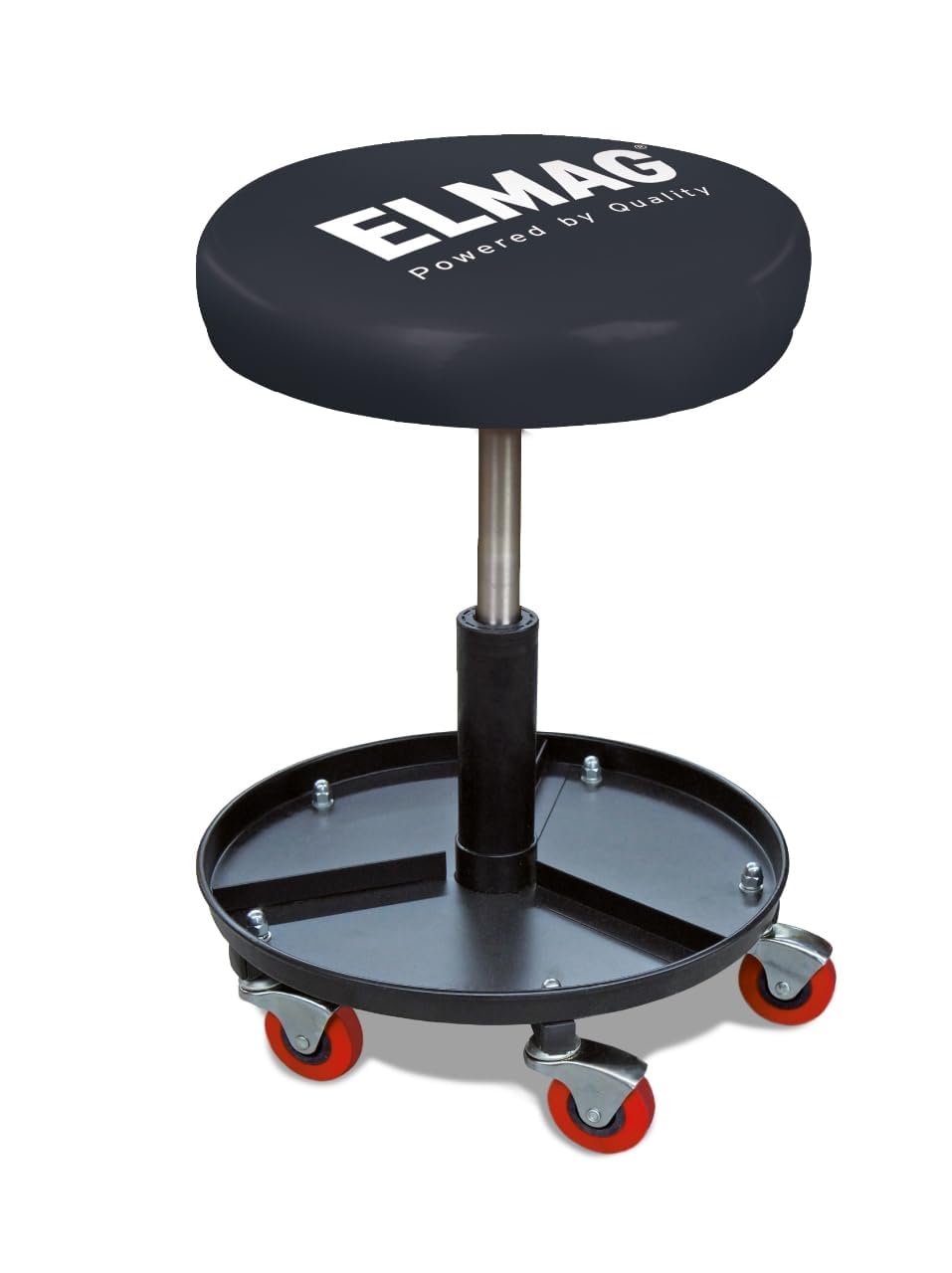 ELMAG Fahrbarer Arbeitsstuhl | Höhenverstellbar 45-60cm | bis 150kg belastbar | ø38 cm | Werkstatthocker