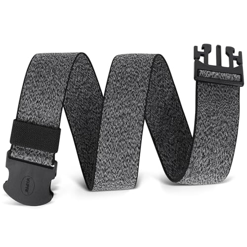 Image of WHIPPY Mens Elastic Stretch Belt Unisex Adventure Web Belt for Women Men with Non-Metal Buckle Adjustable Belts