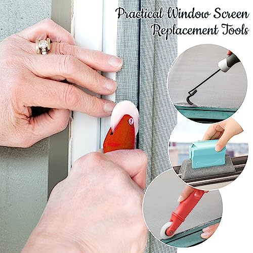 Window Screen Repair Kit Screen Repair Tool, 2 Rolls 32 Feet Screen Spline, 10 Pieces Screen Installer Clips, 1 Spline Removal Hook And 1 Screen Roller Tool For Installing Screen Window (32 Feet) #TOP2