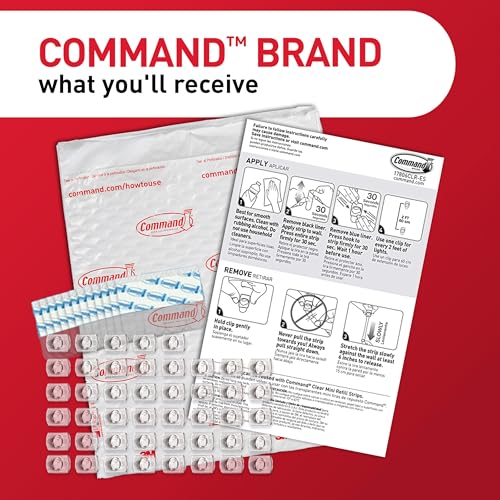 Command Indoor Mini Light Clips, Damage Free Hanging Christmas Light Clips, Mini Wall Clips for Hanging Indoor Christmas Decorations, Lights and Cables, 45 Clear Clips and 54 Command Strips - Image 4