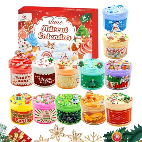 クリスマスアドベントカウントダウン,24日間スラッジフィジェットおもちゃ,フィジェット 玩具 カウントダウン カレンダー | 男の子女の子子供幼児向け休日祭りクリスマスストッキングストッファーパーティー景品