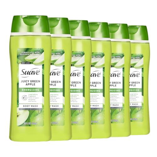 Suave Moisturizing Body Wash with Juicy Apple and Vitamin E Extract No Parabens No Phtahaltes 18 Oz Pack of 6