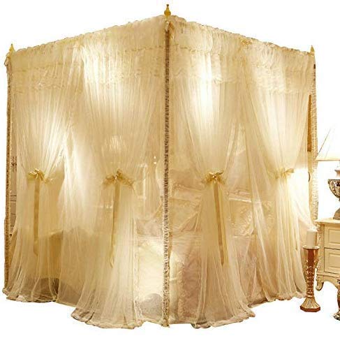 Buyagain 47"x78"x82" Ivory Mosquito NET for Twin Size Bed Polyester Quality Material - Machardani Net 4 Corners Post Canopy Bed Curtains for Indoor and Outdoor (B098X8T339) Amazon Price History, Amazon Price Tracker