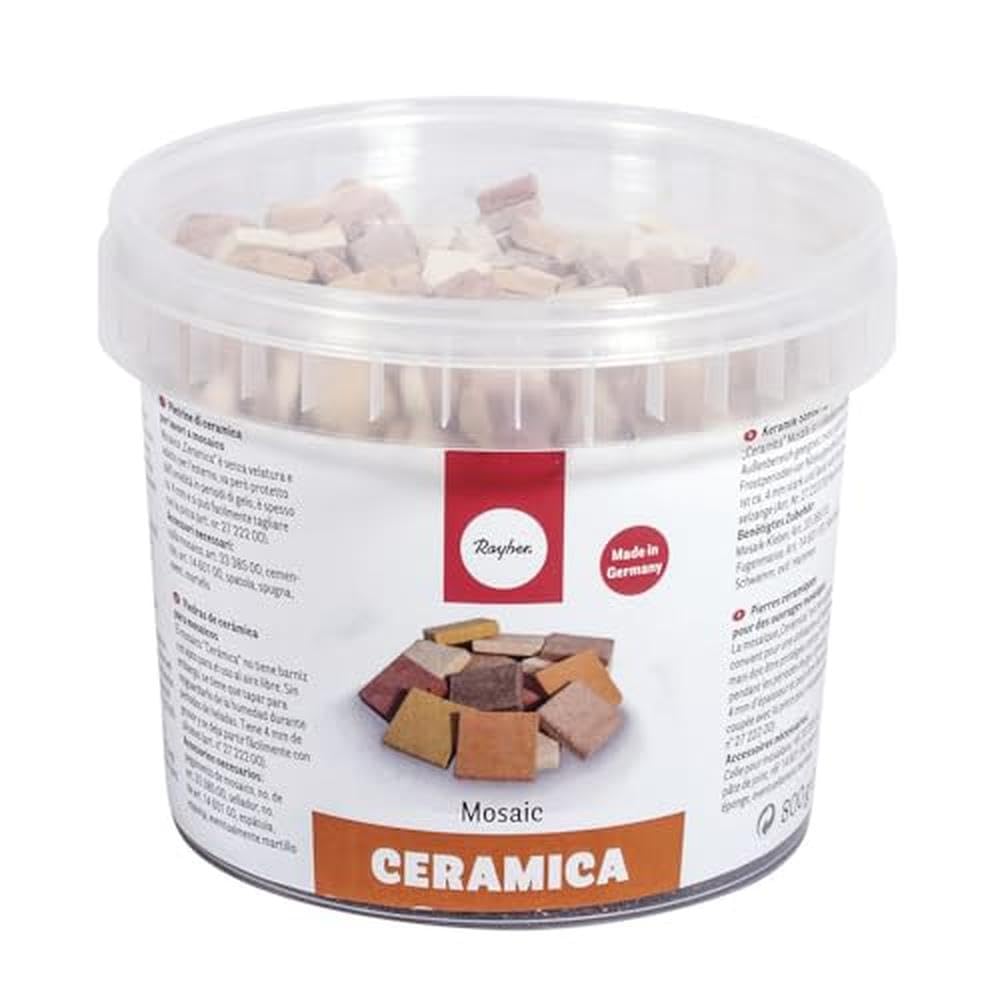Rayher Assortiment de pierres de mosaïque CERAMICA, nature, 1x1cm, 1 pot d’env. 780 pces (800g), céramique résistante au gel/chaleur, intérieur, extérieur, loisir, artisanat-1453231