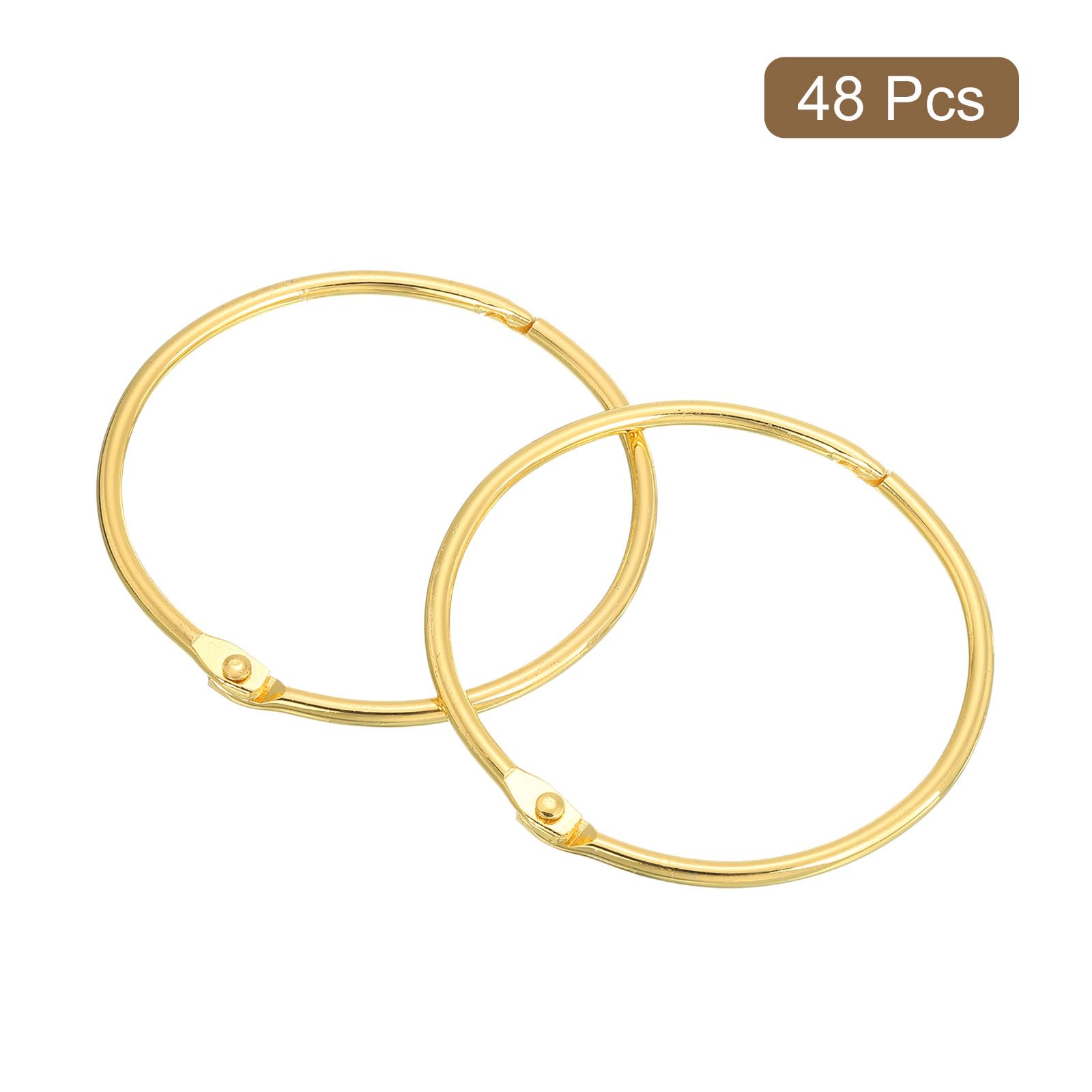 uxcell Lot de 48 anneaux de rideau de douche, 7,6 cm, anneaux ronds en métal antirouille pour tringle de douche de salle de bain, doré