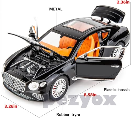 Image of Compatible for 1 /24 Bentley Continental GT Model Car Alloy Diecast Toy Car Collectible Pull Back Toy Vehicles with Sound and Light Door Can Be Opened for Girls Boys Gift (Black)
