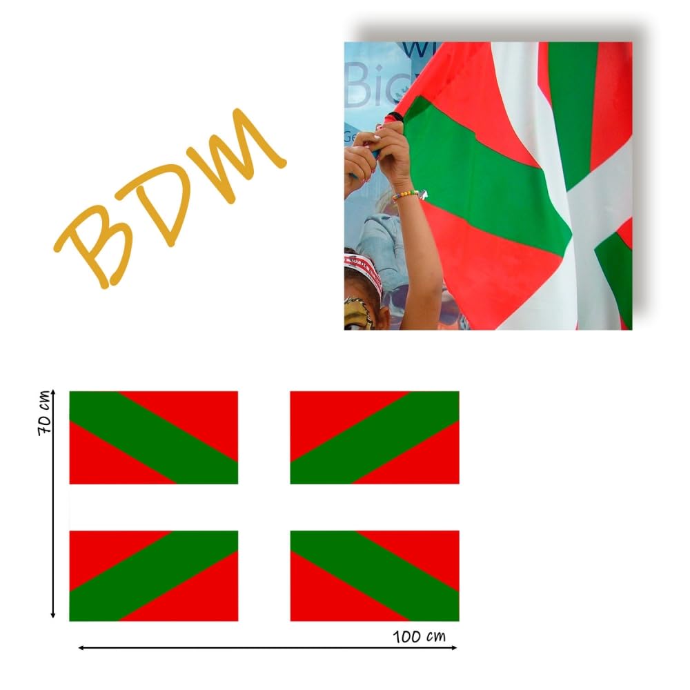 Drapeau Basque - Dimensions 80 X 120 Cm - Adoptez Une Ambiance Basque Ou Sein De Votre Intérieur Et Extérieur - Idéal Pour Les Férias - Œillets Fixation - 100% Polyester