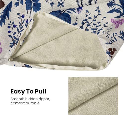 Image of AEIOAE Summer Pillow Covers 20x20 Inch Set of 2,Navy Blue Wild Flower Plant Throw Pillows Case,Seasonal Floral Outdoor Decorative Square Linen Farmhouse Decor Cushion Covers for Home Sofa Bed Couch