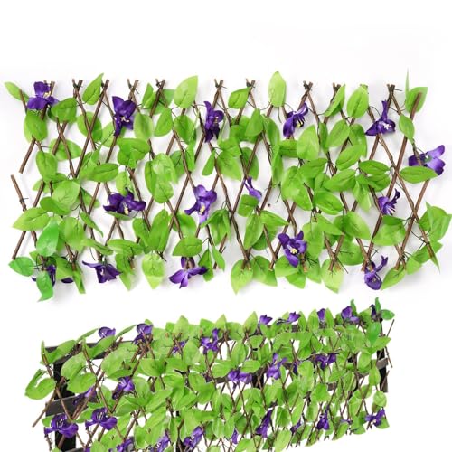 Celosia Extensible Con Hojas, Cesped Artificial Exterior, 200x40cm Antalla de Cerca de Privacidad de Hiedra Artificial, Paisajismo, Valla de Jardín,Paneles De Cobertura De Hojas De Hiedra, Decoracion