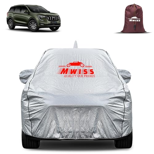 Image of Waterproof Car Body Cover for Mahindra XUV 700 | Mirror & Antenna Pocket Anti-Scratch with Soft Cotton Inner Lining Triple Stitched Protection| Heat Resistant | Rain Protection (Silver)
