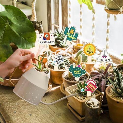 JIAANNING Plant Labels for Outdoor Garden Waterproof, 17 Pack T-Type Garden Markers Sign, Funny Wooden Plant Labels for Seedling Potted Herbs Flowers Vegetables, Plant Identification Stakes (Funny) — view 3