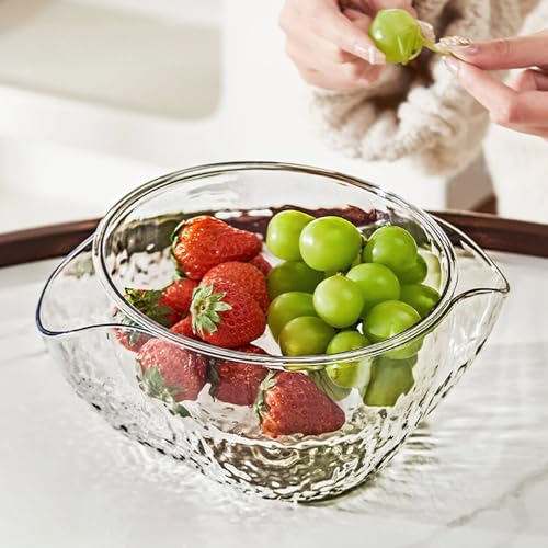 Cuenco para servir frutero de plástico multifuncional transparente con drenaje 6