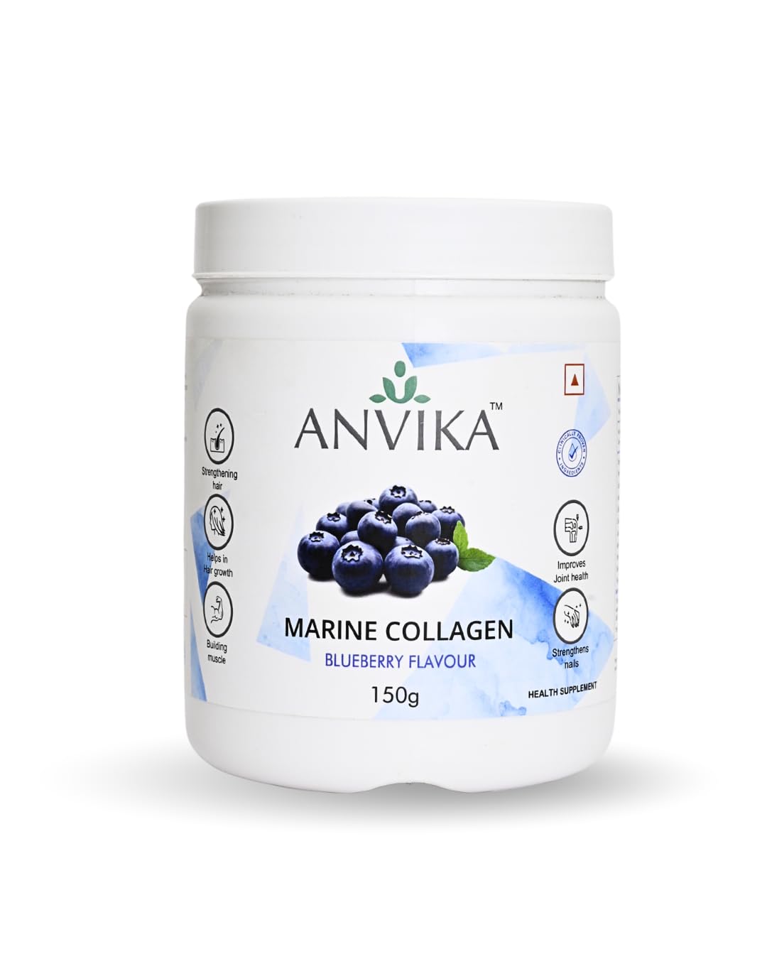 ANVIKA Marine Collagen Powder with Hyaluronic Acid, Biotin & Vitamin C | Blueberry Flavour | 150g | Skin, Hair, Nail & Joint Support | Type 1 Collagen Supplement | Sugar-Free | 30 Servings-image-7