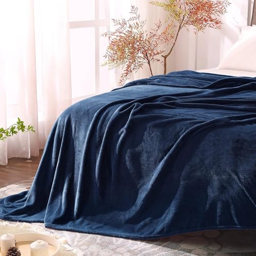 Image of BEDELITE Fleece Blanket Navy Blue Throw Blanket for Couch & Bed, Luxury Plush Cozy Fuzzy Blanket 50 inch x 70 inch, Super Soft Warm Lightweight Fall Throw Blanket for Travel Camping