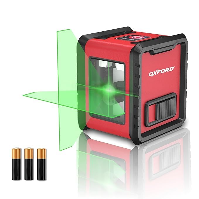Image of OXFORD OLL 002 2-Line Green Laser Level, IP54 Dustproof & Shockproof, 98ft Range, 卤2mm Accuracy, Versatile Magnetic Holder, Powered by 3 AAA Batteries,Oxford 2 Cross Line Level, | Accuracy 卤2mm /5m