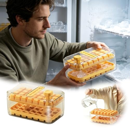 Ice Cube Tray with Lid And Bin, PET Silicone Large Capacity Press-Type Layered Design Sturdy Ice Cube Trays with a Spoon,Sealed and Dustproof Multi-Scenario Adaptation Ice Cube Mold for Home Drinks - image 2