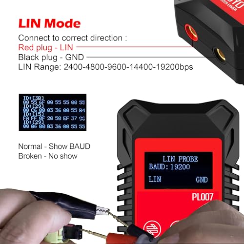 Image of CAN LIN PWM Tester, WOYO PL007 CAN Bus Analyzer for Automotive Diagnostic Tool, Auto-Recognize CAN-H & CAN-L, CAN Range 50-1000kbps, PWM Signal Detector on Bench, LIN Bus Baud Range 2400-19200bps