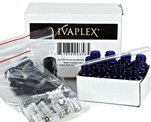 Vivaplex, 12, Cobalt Blue, 3 Ml Glass Roll-On Bottles With Stainless Steel Roller Balls - Dropper Included … #TOP2