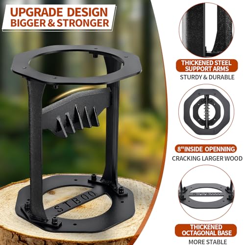 STBoo Kindling Splitter for Wood - XL Manual Log Splitter Heavy Duty | Portable Firewood Splitter with Waterproof Cover & Glove for Outdoor Camping, Home, Barbecue, Fireplace, Stove
