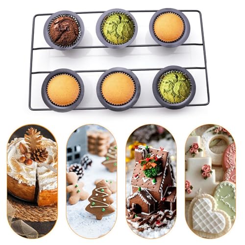 Yokawe Teglia popover a 6 scomparti per cottura al forno, muffin e cupcake, ideale per forno, perfetta per muffin, torte budini e altro ancora, nero - immagine 5