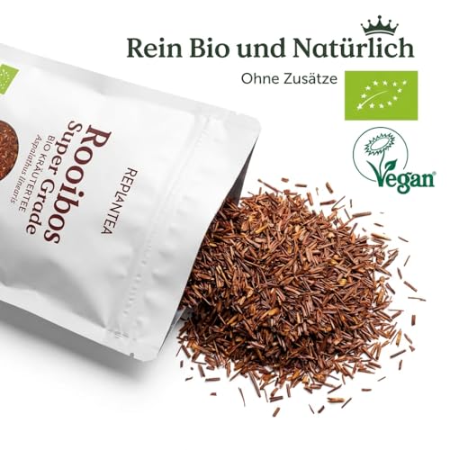 REPLANTEA BIO Rooibos Tee Lose 200g | 100% Rotbuschtee Klassisch | Koffeinfrei, Magenfreundlich & Südafrikanisch | Für die Ganze Familie